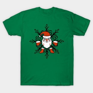 Santa Clause with SnowFlake New Year Christmas Art T-Shirt